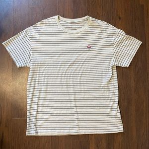 American Eagle Striped Boyfriend Mushroom Tee